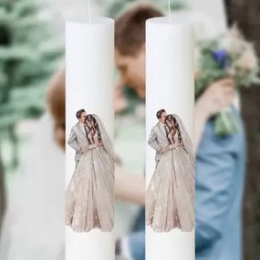 Set 2 Lumanari Nunta Mire si Mireasa imbratisati gri 4,5 cm, 30 cm