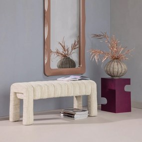 Bancă bej capitonată cu tapițerie din țesătură bouclé Frex – WOOOD