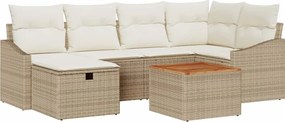 vidaXL Set de canapele pentru grădină cu pernă 7 pcs Bej Rattan poli