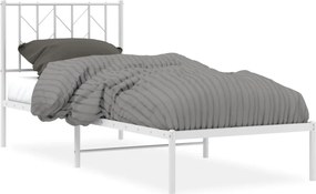 vidaXL Cadru de pat metalic cu tăblie, alb, 80x200 cm