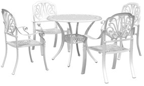 3216328 vidaXL Set mobilier de grădină, 5 piese, alb, aluminiu turnat