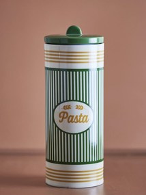 Borcan din ceramică cu capac, multicolor, cu dungi verzi și etichetă decorativă, finisaj lucios, 30 x 11 cm, „Stefano”