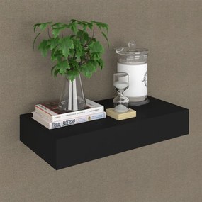vidaXL Raft de perete suspendat cu sertar, negru, 48 x 25 x 8 cm
