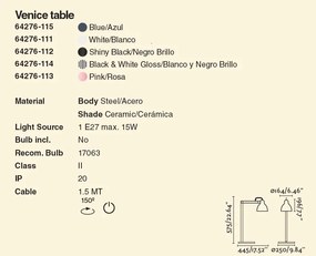 Veioza/Lampa de masa design decorativ VENICE Blue