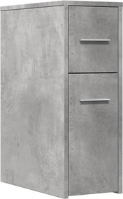 vidaXL Dulap de baie îngust cu roți, gri beton, lemn prelucrat