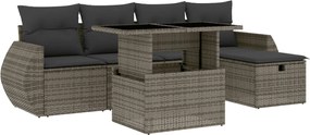 vidaXL Set mobilier grădină cu perne, 6 piese, gri, poliratan