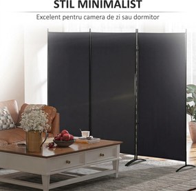 HOMCOM Paravan interior cu 3 panouri, separeu pliabil pentru spatii din metal si poliester, 253x50x182cm, bej | Aosom Romania