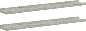 vidaXL Rafturi de perete, 2 buc., gri beton, 80x9x3 cm