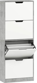 HOMCOM Scarpieră Economisitoare de Spațiu Modernă cu 4 Ante pentru 16 Perechi de Pantofi, 62.5x26x156 cm, Gri Ciment | Aosom Romania