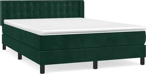 vidaXL Pat box spring cu saltea, verde închis, 140x190 cm, catifea