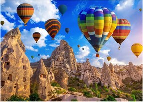 Tablou pe sticlă - Baloane cu aer cald, Cappadocia, Turcia. (70x50 cm)