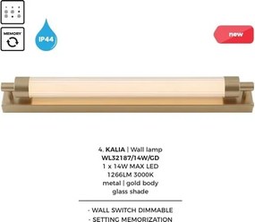 Aplica de perete LED baie IP44 KALIA auriu