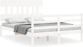 vidaXL Cadru de pat cu tăblie dublu mic, lemn masiv