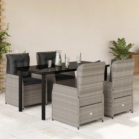 vidaXL Set mobilier de grădină cu perne, 5 piese gri deschis poliratan