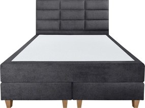 Pat matrimonial, Stockholm, Harmony E, 140x200 cm, saltea tip Pocket, topper memory, Graphite