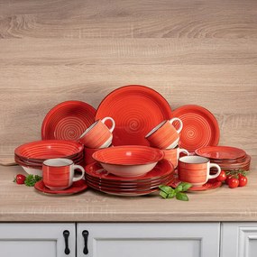 Set de masă ceramic SPIRAL RED 30 piese