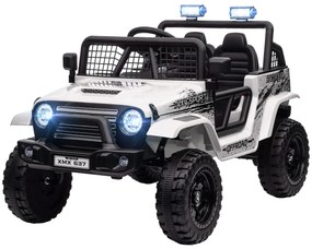 AIYAPLAY Mașină electrică pentru copii cu suspensie lină, controlabilă de la distanță, lumini LED, claxon, motoare de 12V, din plastic și metal, Alb | Aosom Romania