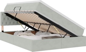 vidaXL Pat cu storage cu saltea Gri deschis 140 x 200 cm Catifea
