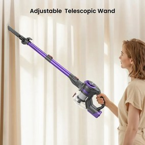 Aspirator vertical Yaber L10, 170 W, 0,6 l, 80 000 rpm, 35 min, 2 trepte de putere, Filtru HEPA, Iluminare LED a periei, Violet/Gri