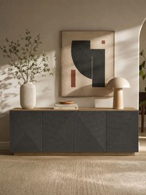 Comodă Asha 200 cm cu patru uși - artisan / rivier stone mat