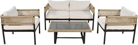 Set de mobilier de grădină din 4 piese cu frânghie, Bej | Aosom Romania