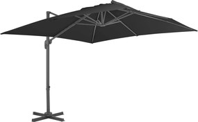 vidaXL Umbrelă în consolă cu stâlp din aluminiu, negru, 3x3 m
