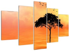 Tablou cu copac în apus de soare (150x105 cm)