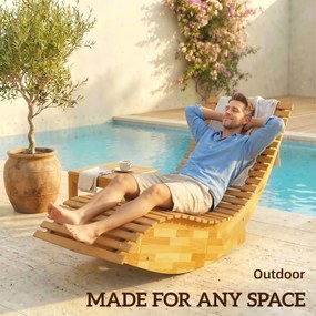 Outsunny Șezlong din lemn de acacia pliabil, ergonomic, șezlong de grădină cu formă în S și design cu lamele 60 x 156 x 77 cm | Aosom Romania