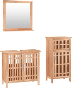 vidaXL Set mobilier de baie, 3 piese, lemn masiv de nuc