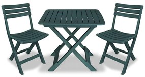 vidaXL Set mobilier bistro pliabil, 3 piese, verde, plastic