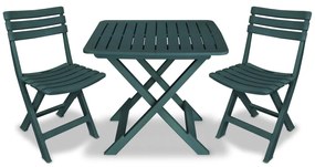 43582 vidaXL Set mobilier bistro pliabil, 3 piese, verde, plastic