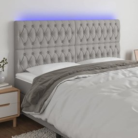 3122782 vidaXL Tăblie de pat cu LED, gri deschis, 200x7x118/128 cm, textil