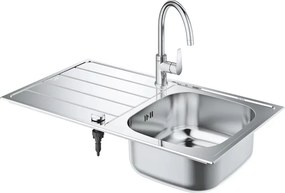 Set chiuveta inox Grohe K200 45 cm 1 cuva cu picurator si baterie
