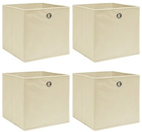 vidaXL Cutii de depozitare, 4 buc., crem, 32x32x32 cm, textil