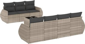 vidaXL Set mobilier de grădină cu perne, 8 piese gri deschis poliratan