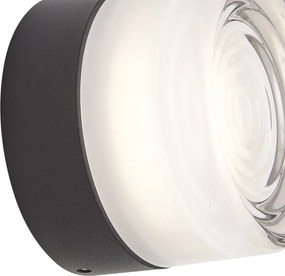 Lampă de perete de design neagră cu sticlă opal IP44 - Michele