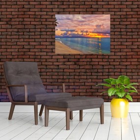 Tablou - Apus de soare la plajâ (70x50 cm)