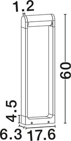 Stalp exterior LED 3000K IP65 Rox corten, H-60cm