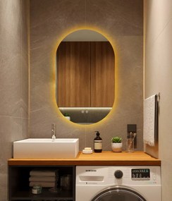 Oglindă Baie LED și Dezaburire Elit's Premium cu Senzor Touch, Lumina Rece, Caldă și Neutră, 50x100cm,Iluminare spate