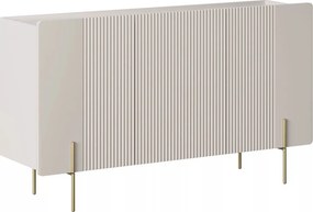 Comodă Malmi 150 cm cu 3 uși - cașmir / crema bianca / picioare aurii