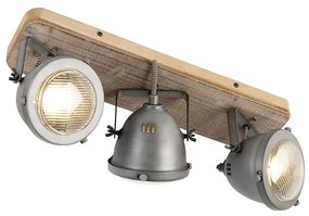 Spotlight industrial din oțel cu lemn inclinabil cu 3 lumini - Emado