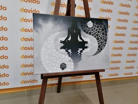 Tablou yin și yang yoga în design alb-negru