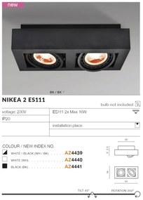Spot aplicat directionabil de tavan/plafon NIKEA 2 ES111 negru