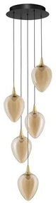 Lustra moderna cu 5 pendule LED, Metal, Sticla, Champaign, Nali