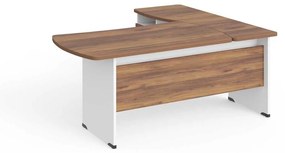 Statie de lucru de colt Manager 180 x 160 cm, stânga, nuca warmia / alb