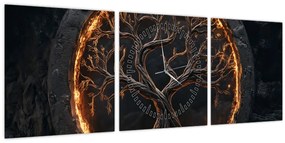 Tablou – Arborele vieții în lavă I. (cu ceas) (90x30 cm)
