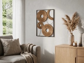 Decoratiune de perete CIRCLES metalica 48x68 cm, neagra / maro