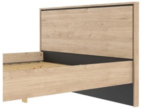 Pat matrimonial în culoare naturală cu aspect de lemn de stejar cu somieră 140x200 cm Ry – Tvilum