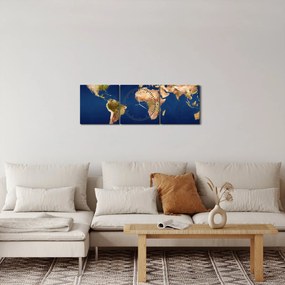 Tablou - Harta lumii (cu ceas) (90x30 cm)