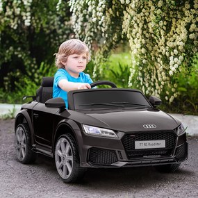 HOMCOM Masina Electrica pentru Copii AUDI TT, Auto Electrica pentru Copii 3-5 Ani cu Telecomanda, USB, Portiere care se deschid si Faruri LED, Negru